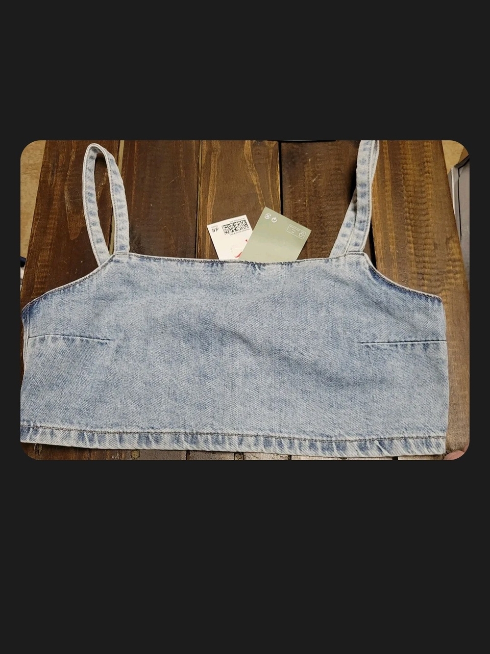 H&M Divided Light Wash Denim Crop Top Tank Size S Nwt